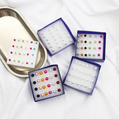 12 Pairs İmitasyon İnci Küpe Damızlık Küpe Seti Kadın Çocuk Kutusu Ile Küpe Takı
