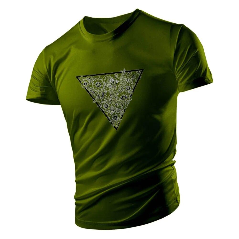 Tricou cu gât rotund pentru bărbați pentru adulți Four Seasons Top Casual Sport Triunghi creativ cu mânecă scurtă, cu uscare rapidă, multicolor