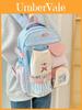 Nylon Schulrucksack für Mädchen mit wasserdichtem Design und Buchstabenmuster für Schule und Reise