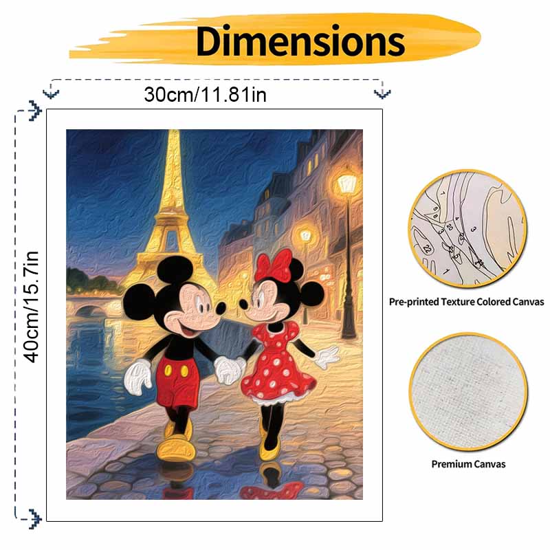 Disney Mickey Minnie Mouse Paris Eiffel Tower Paint by Numbers Painting Art Kit Home Decor Gift