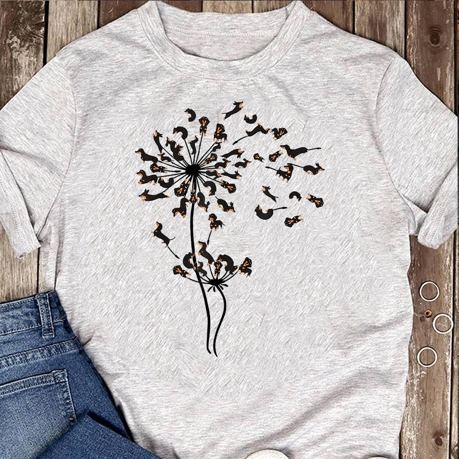 Dachshund Dandelion T-Shirt, Dachshund Shirt, Funny Gift for Dachshund Lover, Retro Vintage Dachshund, Dachshund Mom, Wiener Dog Shirt S