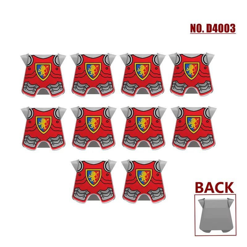 MOC Medieval Red Lion Black Eagle Castle Soldier Knight Horse Mount Building Block Military Figure Vest Armor Flag Toy Gift B036