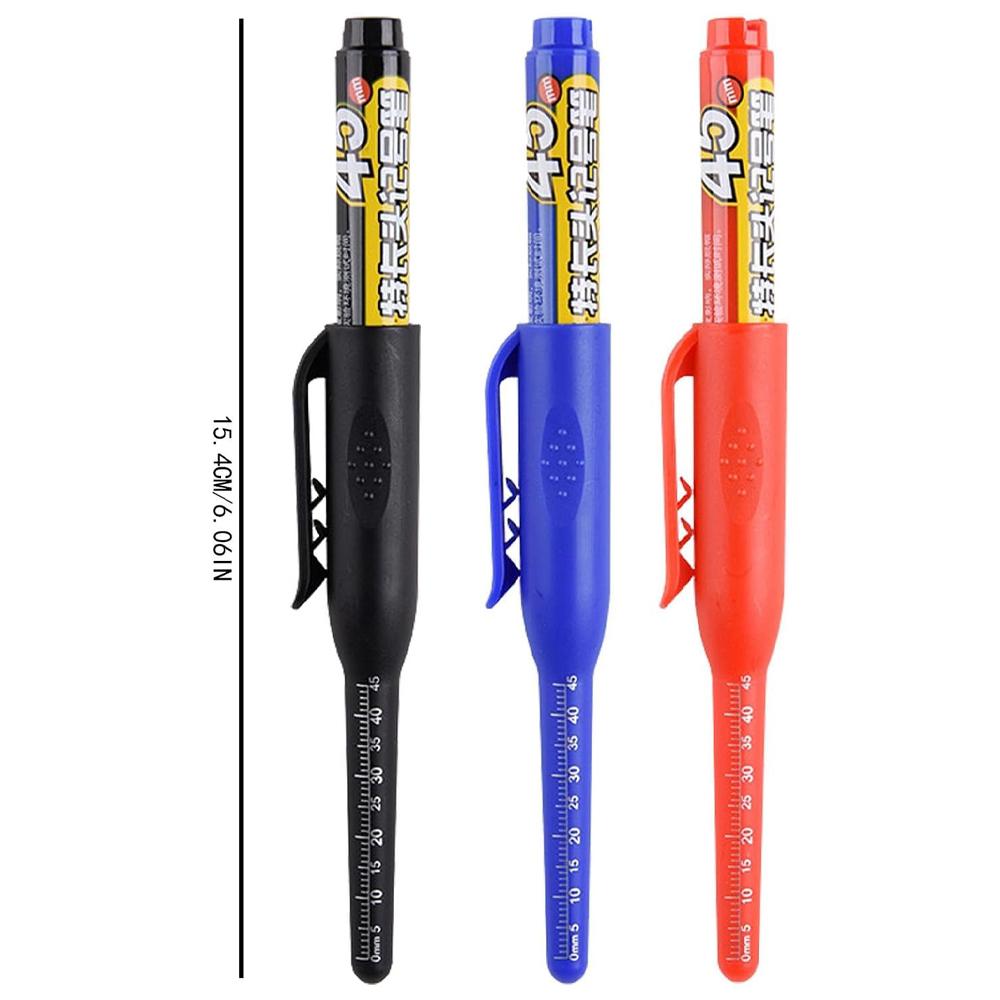 2-8Pcs 45mm Waterproof Long Head Nib Deep Hole Markers Pen Tile Carpenter Pen Multi-purpose for Woodworking Black/Blue/Red Ink