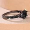 Antique Black Stone Square Zircon Rings For Women Vintage Trendy Black Metal Engagement Ring Wedding Jewelry Mother's Day Gifts