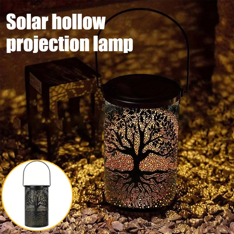 Hängende Solarlaterne Außen Wasserdicht Vintage Metall LED Großer Baum Dekorative Lichter Garten Hof Rasen Lichter