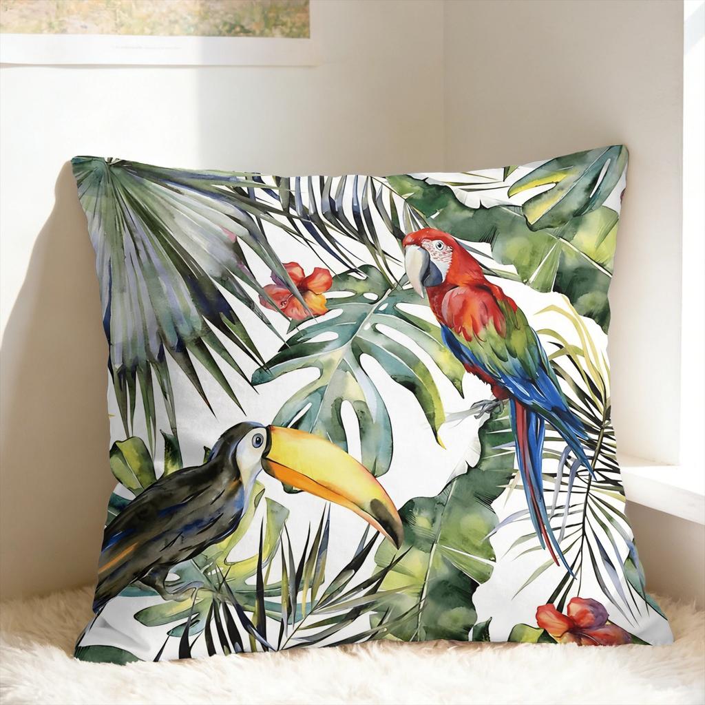 Tropical Parrot Palm Pillow Cover Square Cushion Cover Fashion Pillow Case For Living Room Bed Chair