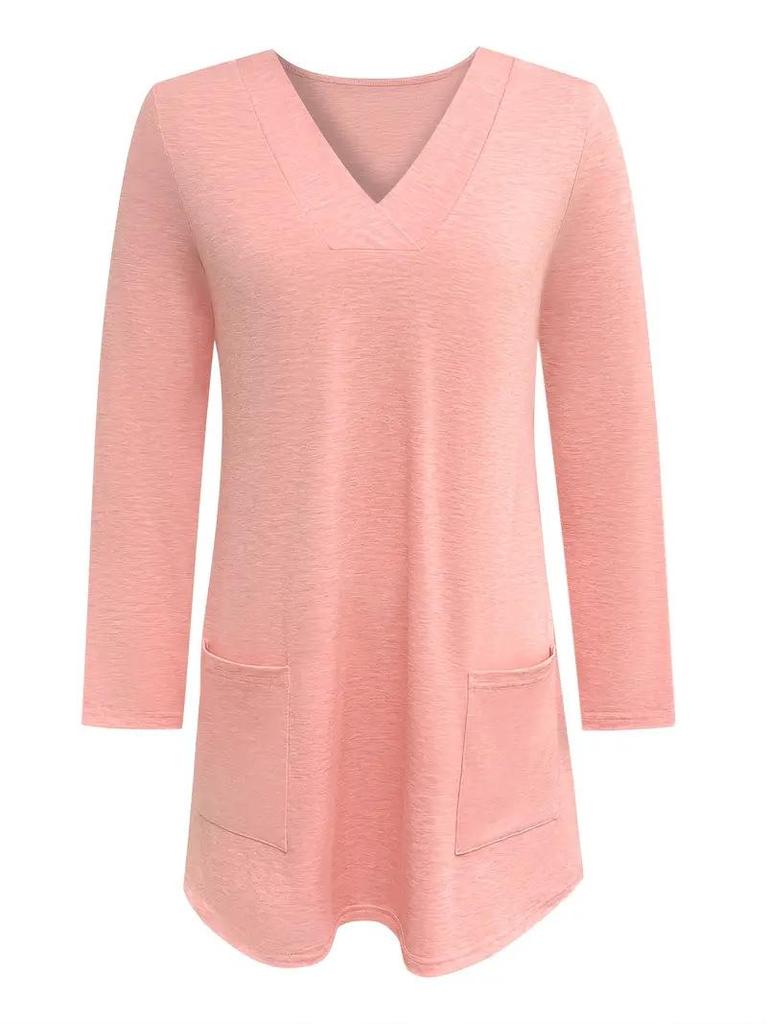 Elegant Women's Solid Long Top - 2025 Autumn/Winter Collection