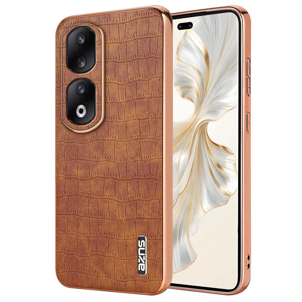 For Honor 90 Pro Case PU Leather+TPU Electroplating Phone Cover