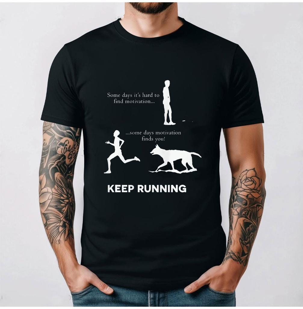 Men's Funny Running Workout Fitness Gym Motivational T-Shirt Streetwear Graphic T Shirts Summer