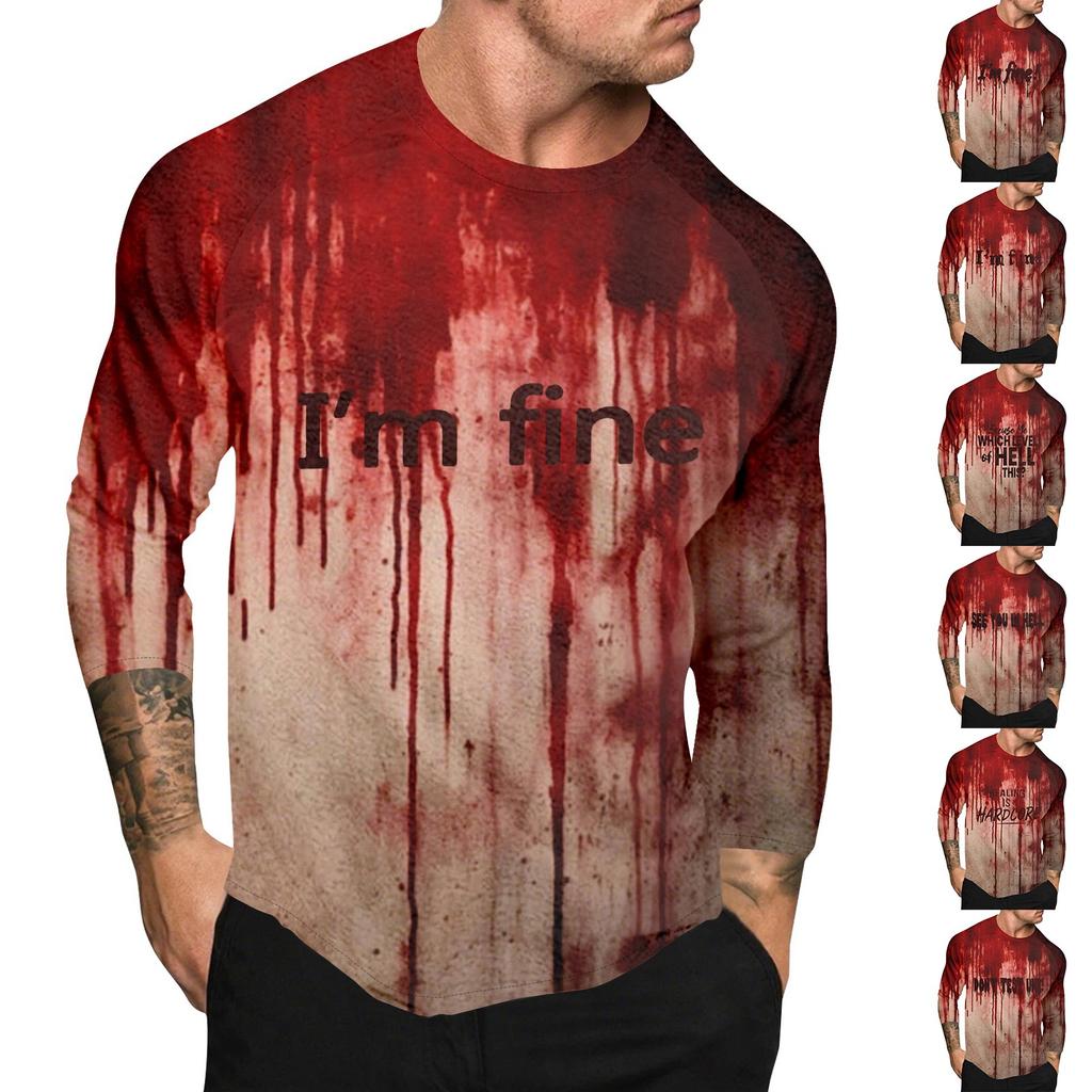 Halloween Print Raglan Sleeve Men's Long Sleeve Top