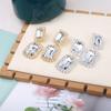 Fashion Style High-Key Dignified Super Flash Rhinestone-Encrusted Earrings Female Minimalist Fashion Rectangular Section Eardrop Necklace Suit