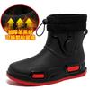 Rain shoes men's new non-slip waterproof fashion short water shoes fleece thermal rubber shoes bundle mouth rain boots drawstring water boots
