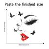 Red Lips Woman Butterfly Wall Sticker Self-Adhesive Removable for Bedroom Living Room Study Background Wall Decoration