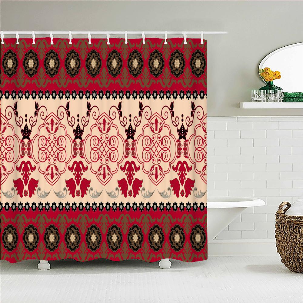 3D Printing Indian Boho Shower Curtain Bathroom Curtains With Hooks Bohemian Mandala Waterproof Fabric Bathtub Decor Screen
