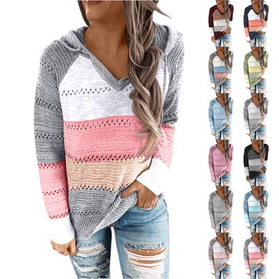 Damen Strickpullover mit V-Ausschnitt und Reißverschluss, langärmlig