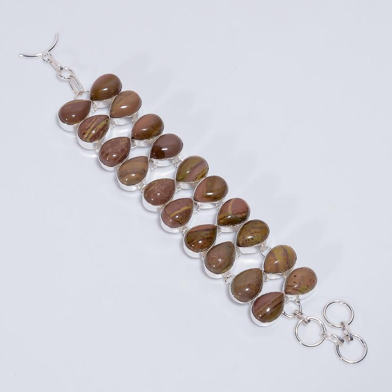 

Dazzling Top Grade Qualite 100% Natural Cherry Creek Jasper Pear Shape Ethnic Handmade Jewelry 925 Steling Silver Bracelet 6-8 WSJ-5103 срібний