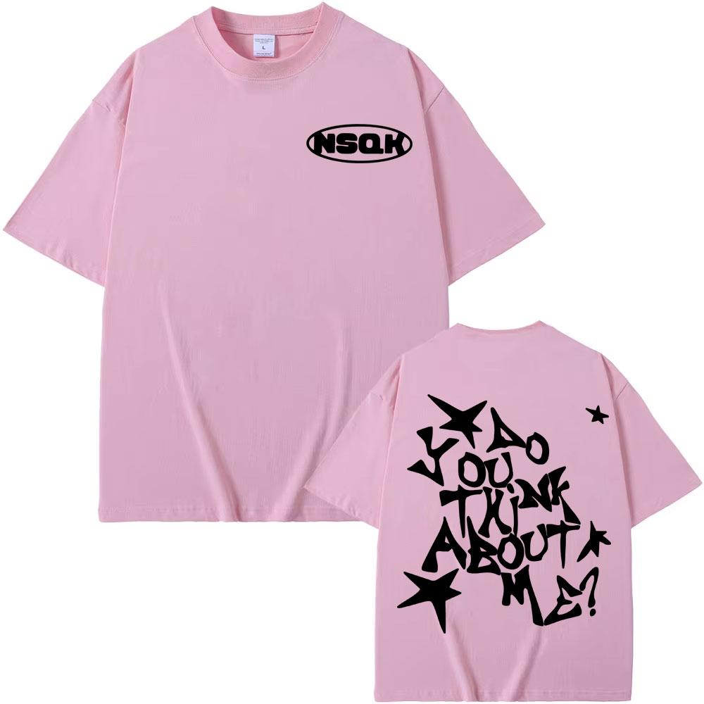 Rapper Nsqk Aoou Thnk about Me Album 2025 Merch T Shirt Men Women Fashion Retro Short Sleeve Oversized Cotton T-shirt Streetwear