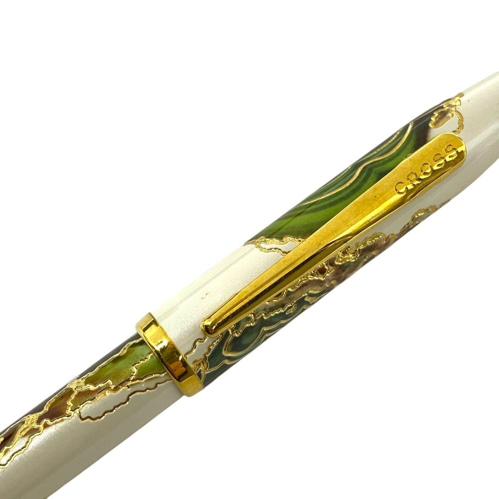 Used Cross Wanderlust Borneo Ballpoint Pen Writing Instrument Stationery Gold White Green Twist Action NAT0752-2 CROSS Elegant Sophisticated