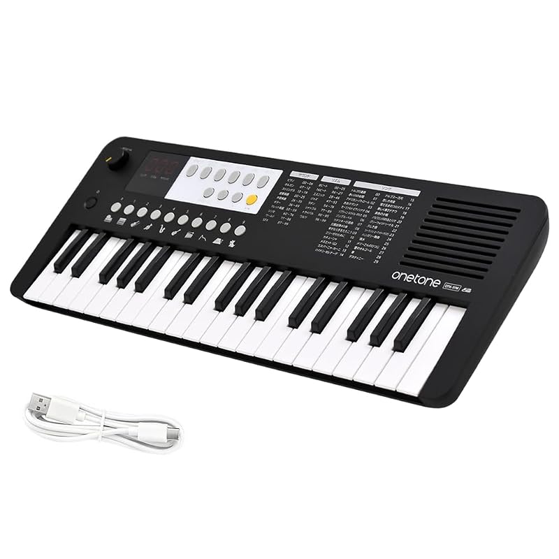 ONETONE OneTone Electronic Keyboard, Mini 37 Keys, LED Display, USB-MIDI Compatible, Japanese Labeling, OTK-37M/BK (USB Cable Included)