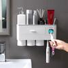 Bathroom Accessories Organizer Set Toothbrush Holder Automatic Toothpaste Dispenser Holder Toothbrush Wall Mount Rack Tools Set with Cup