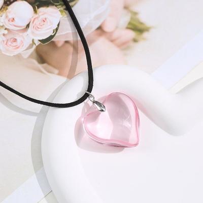 Small Heart Punk Heart Crystal Necklace Vintage Rope Chain Red Heart Pendant Gothic Y2K Jewelry Heart Necklaces Choker Women Men