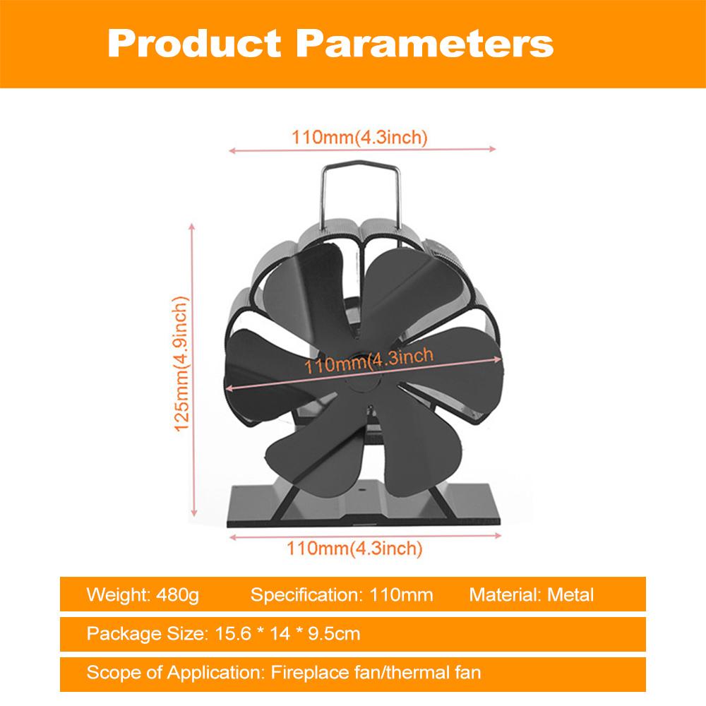 Ventilator de aragaz cu 6 lame, ventilator silențios pentru șemineu, ventilator de aragaz cu aer cald rapid, neelectric