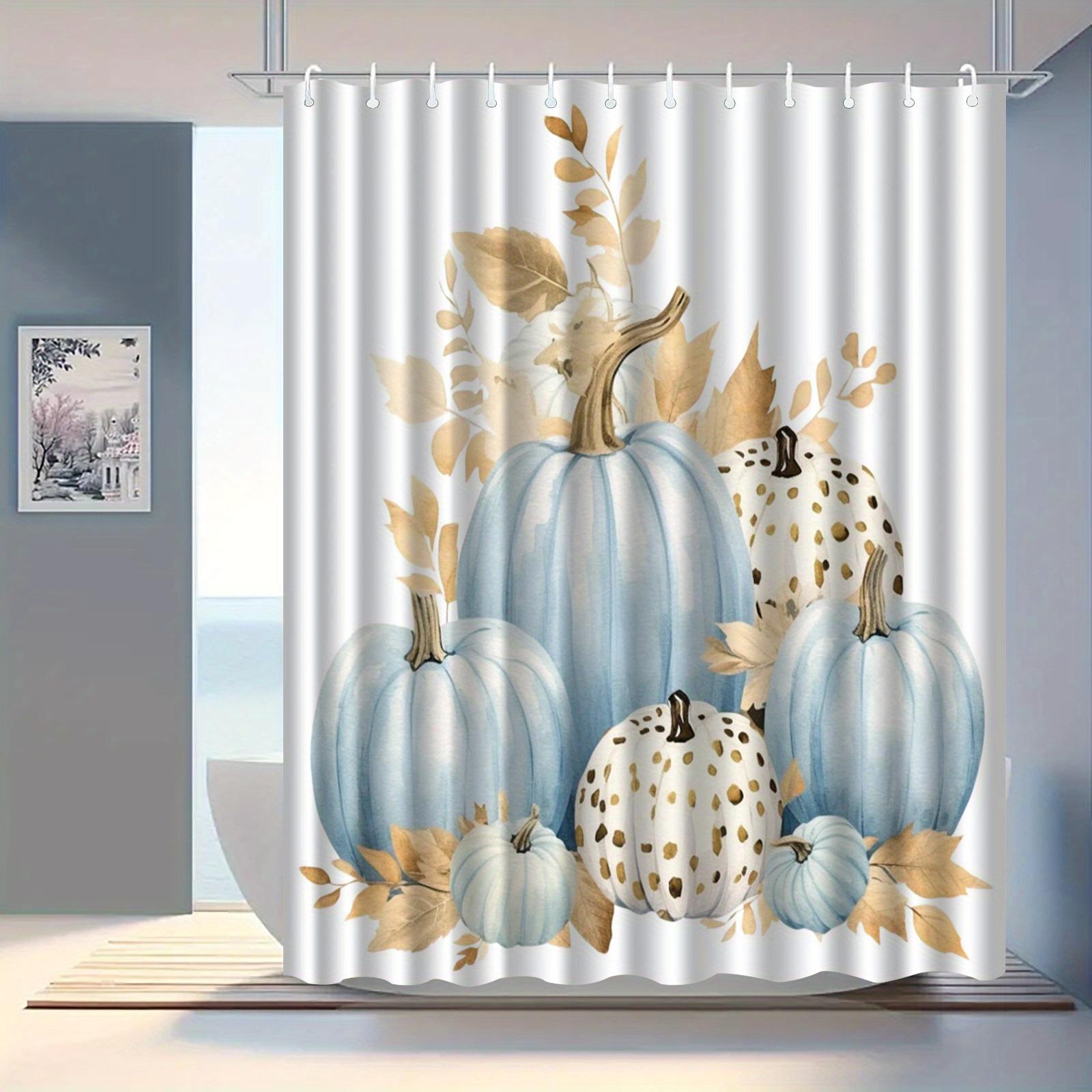 

Halloween Pumpkin Shower Curtain With Hooks - Machine Washable Polyester Bathroom Decor W60H190(CM)-1 Pcs