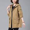 Fashion Women's Trench Coat Spring Autumn Lined Coat Tops Korean Loose Hooded Casual Female Windbreaker Outerwear 4XL