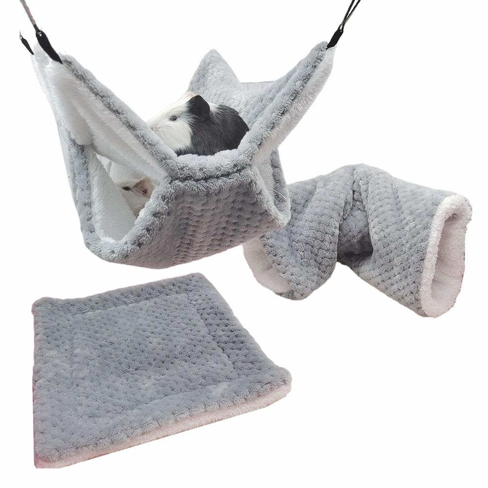 Hamster Nest Winter Bed House Shed Hanging Hammock Cage Tunnel Plush Hideaway for Hamster Guinea Pigs Sugar Small Pet