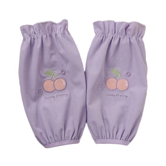 Cute Aesthetic Sleeve Covers Winter Stain Resistant Sleeves, Cherry Embroidery Print, Waffle Fabric Anti-dirty Arm Elastic Cuff Protectors for