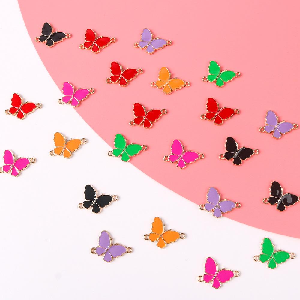 Legierung Doppelt Hängend Tropföl Schmetterling Anhänger Diy Halskette Ohrringe Ohrringe Herstellungsmaterial Schmetterling Anhänger Zubehör