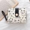 Simple and cute kitten lady buckle change bit portable belt female multi-function short wallet wallet card bag