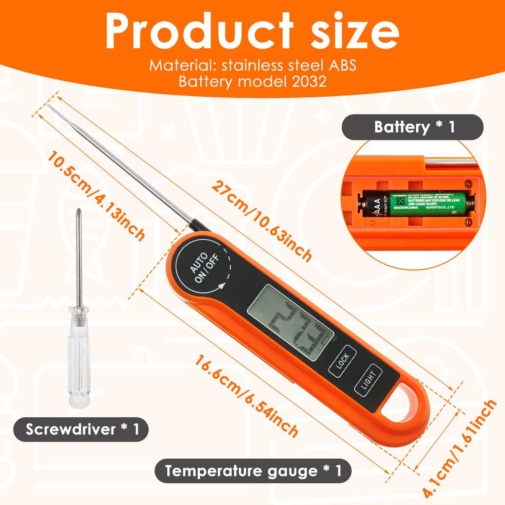 Digital Meat Thermometer Meat Cooking Food Oven Instant Read Waterproof Fold Thermometer Probe Kitchen BBQ Temperature Meter