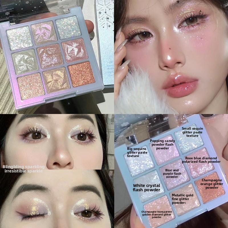 

Палитра теней для век сверкает ярким блеском, оживляет глаза и легко поддается растушевке с помощью теней для век с блестками Eyeshadow +No brush