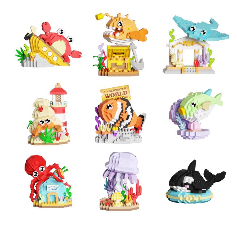 Funny Joy Insect Animals Figures Set Mini Building Blocks Toy Assembly 3D Constructor Micro Bricks For Kids Boys Present Plaything