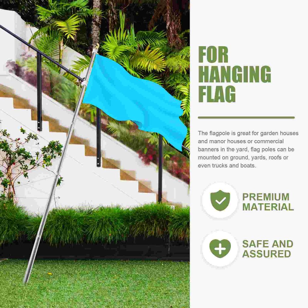 190Cm 5 Sections Stainless Steel Flagpole Rotating Anti Rust Easy Assembly Outdoor Yard Professional Flag Pole Camping Party