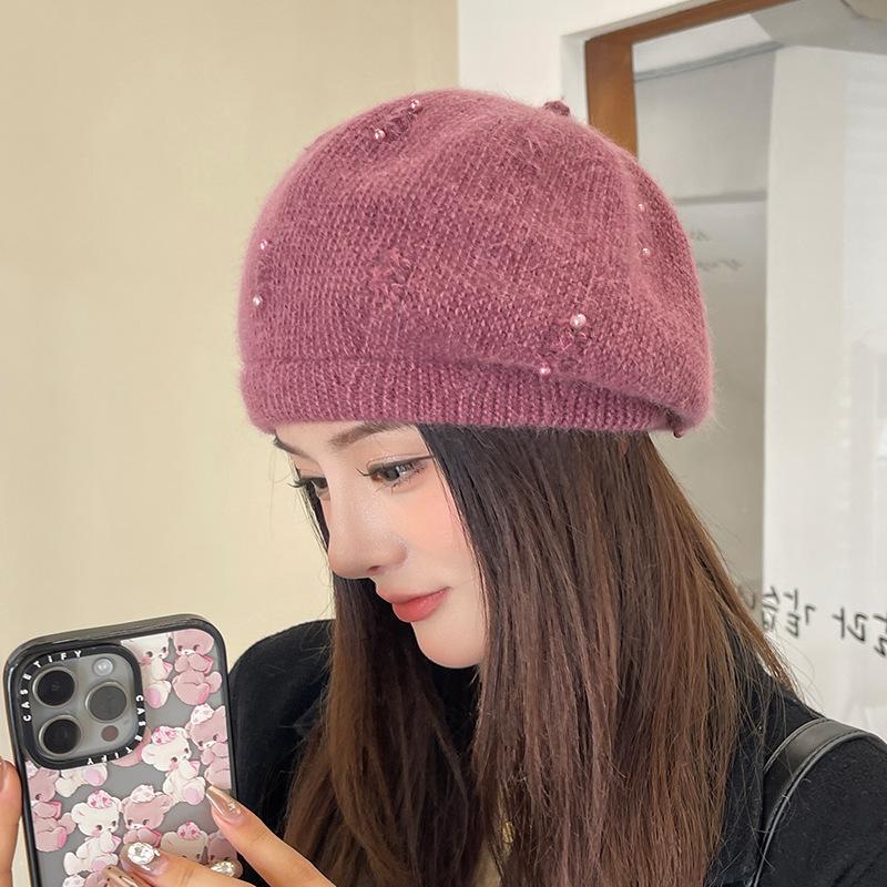 Hut Damen Herbst und Winter Wollmütze Warm Niedlich Gestrickte Baskenmütze Outdoor Lässig Mode Malermütze