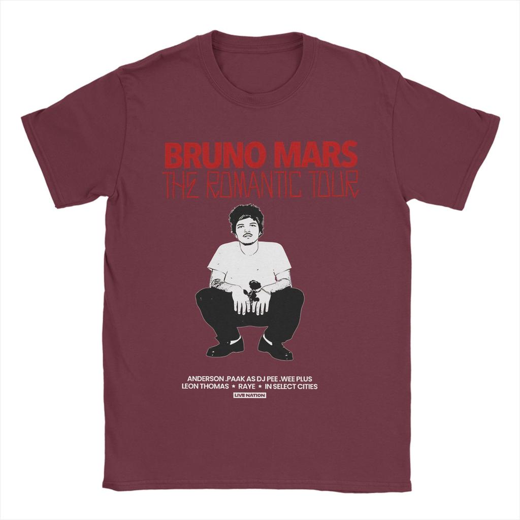 Bruno Mars The Romantic Tour TShirt Unisex  Vintage Pure Cotton Tees Round Neck Short Sleeve T Shirts Plus Size Tops