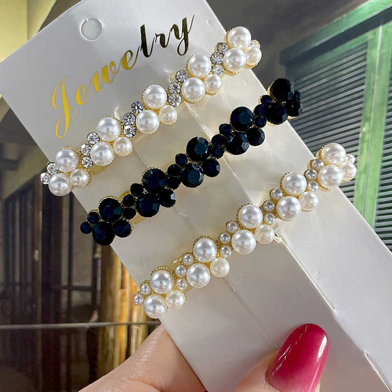 Korean Crystal Spring Hair Clips Pins Pearl Hair Barrettes For Women Girl Headband Simple Hair Accessories Headwear