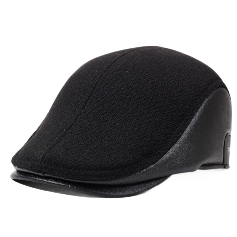 

Middle-aged Elderly Hats Men s Autumn and Winter Cap Forward Hat Fleece Cotton Hat Outdoor Warm Ear Protector The Elderly Hat 56-60cm чёрный