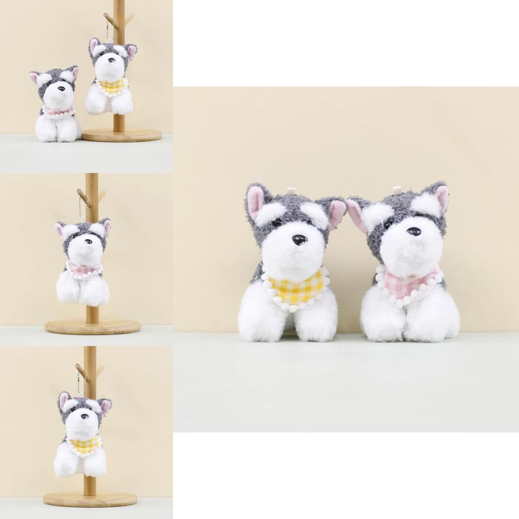 Cute Schnauzer Dog Plush Keychain Fluffy Toy Bag Charm West Highland Terrier