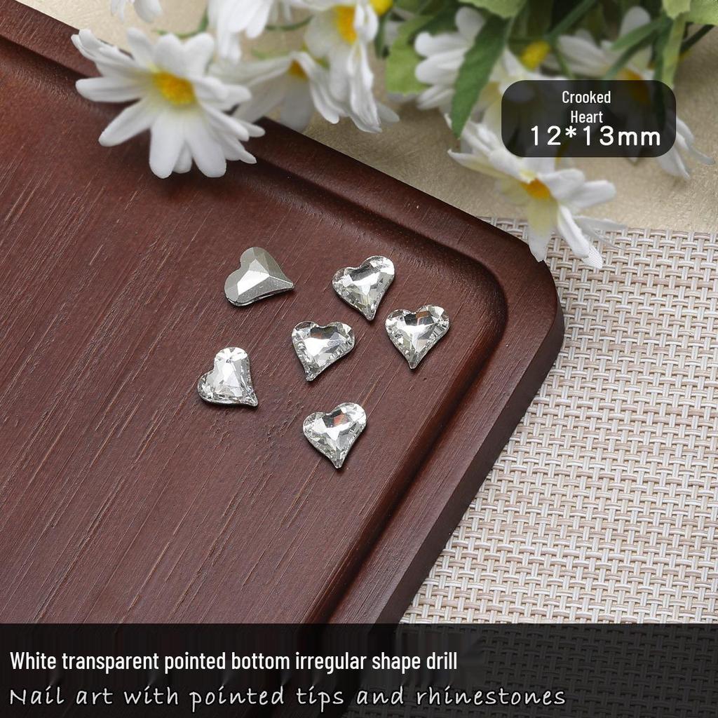 Nail Art Rhinestones: Transparent Pointed Hearts, Axe Heads, Square Rock Candy - Super Shiny Press-on Decorations