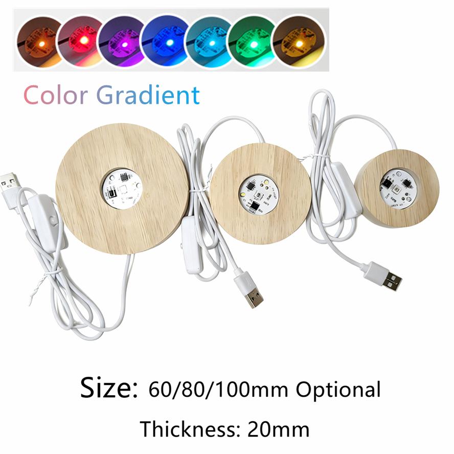 USB Switch Desktop Decorative Lights Dimmable Wooden Colorful Gradient Remote Control Light Base Display Light Support Ornament