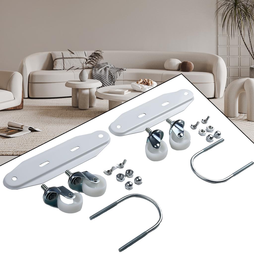 2 Pieces Mobile Pulley Bracket for Electric Heaters with Carbon Steel Construction and 360 Degree Rotating Casters