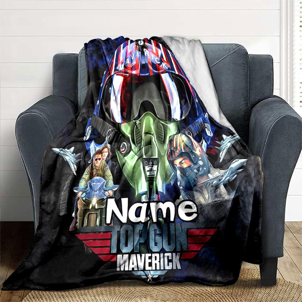 Customiz Name Personality Top Gun Maverick Blanket Soft &Warm Sofa Office Bed Travel Lunch Break Blanket, Gift Suitable All Seasons
