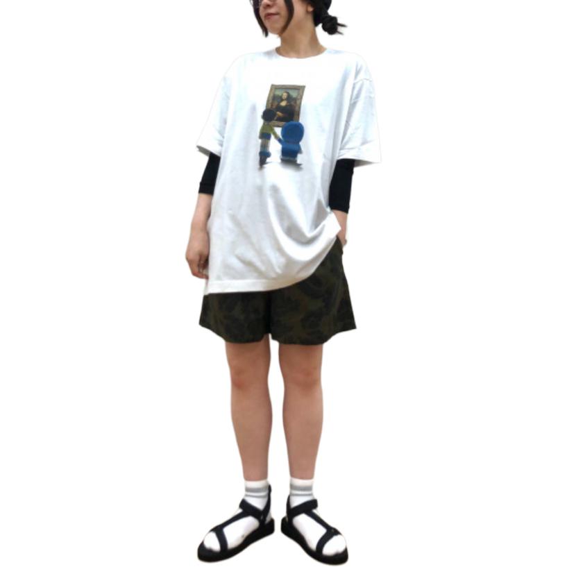 Uniqlo × Doraemon SS25 Mona Lisa Pattern Letter Print Casual Crew Neck Short Sleeve T-Shirt Unisex Tops White 474457-00
