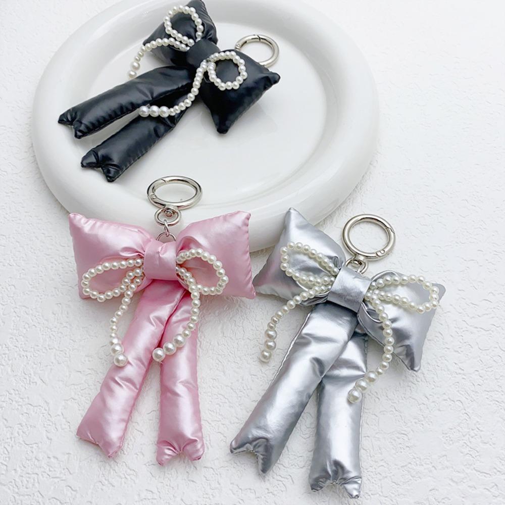 Bead Leather Pearl Bow Keyring Rhinestone Y2k Hanging Backpack Accessories School