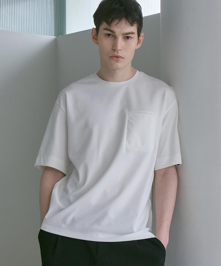 210EDIT Coolpima Round Pocket Short Sleeve Dressed Tee [Off-White]_Zf2Ts111