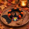 Witch Bat Pumpkin Collar Halloween Pom-pom Cat Collar, Adjustable Cute Dog with Decorations Orange And Black Pom-poms for Cats Dogs Photogenic