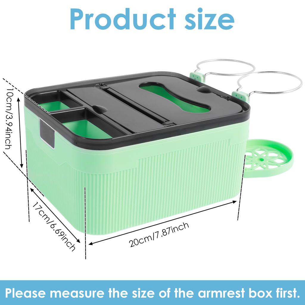 Auto Mittelarmlehne Aufbewahrungsbox mit 2 klappbaren Getränkehaltern Multifunktional Universal Auto Armlehne Taschentuchbox Autoinnenraumzubehör